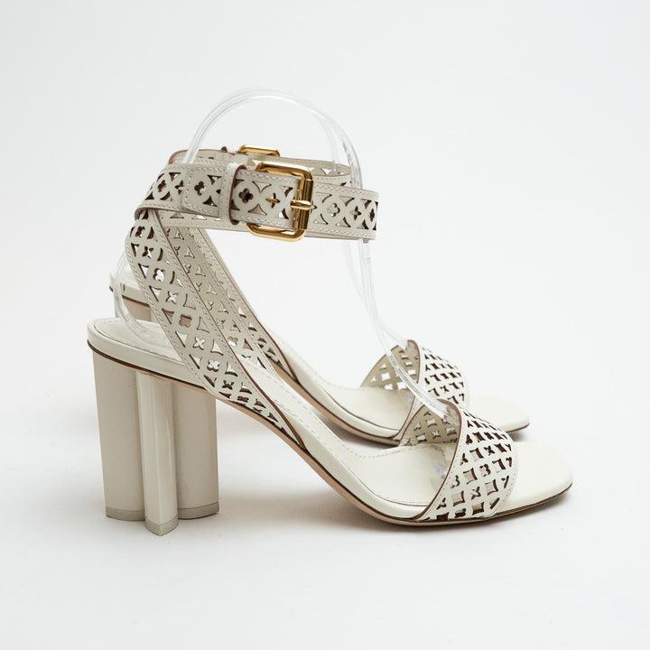 Louis Vuitton Ecru Silhouette Sandals with Block Heel Size 39
