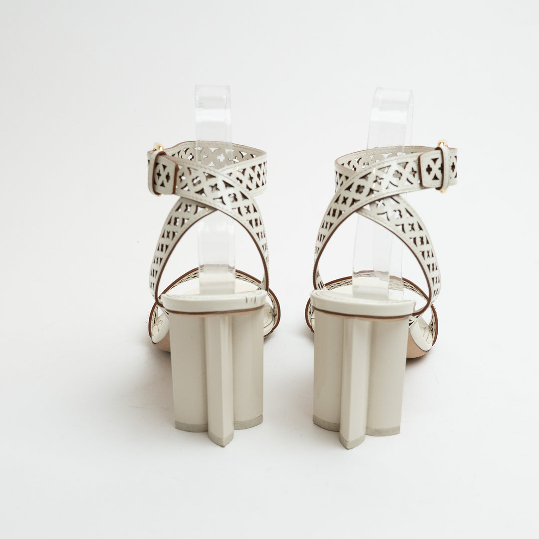 Louis Vuitton Ecru Silhouette Sandals with Block Heel Size 39