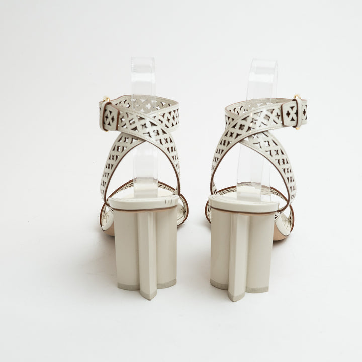 Louis Vuitton Ecru Silhouette Sandals with Block Heel Size 39
