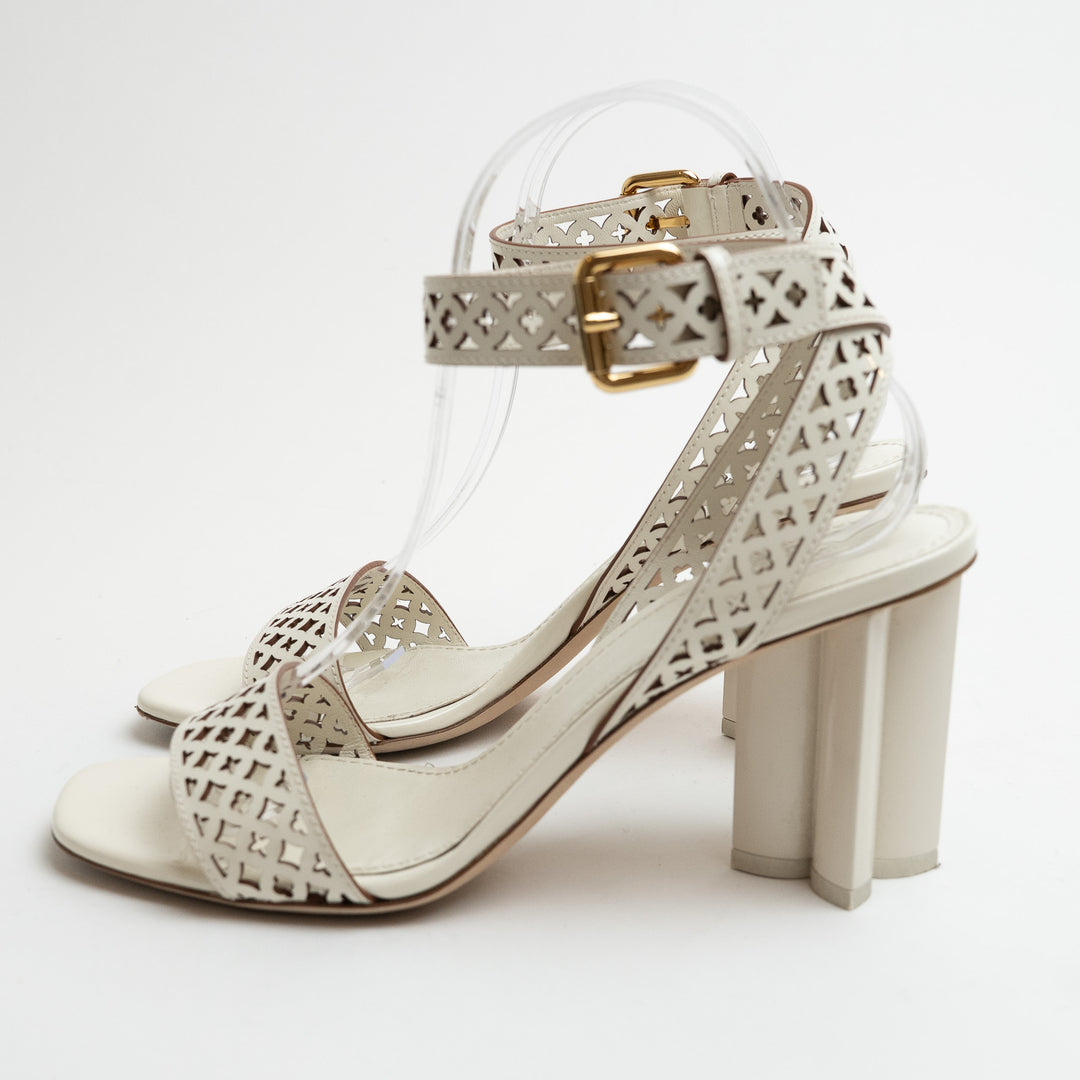 Louis Vuitton Ecru Silhouette Sandals with Block Heel Size 39