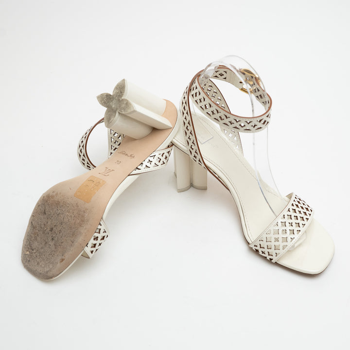 Louis Vuitton Ecru Silhouette Sandals with Block Heel Size 39