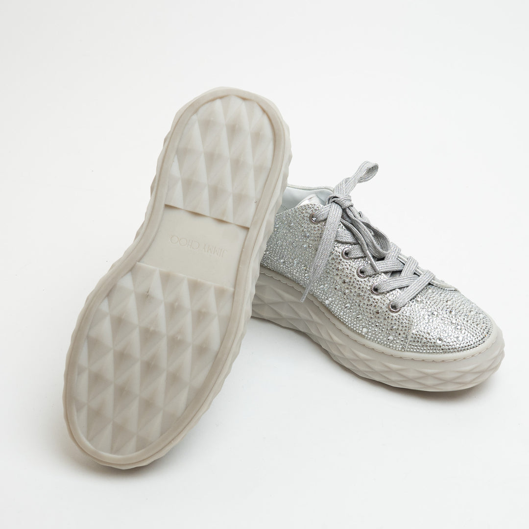 Jimmy Choo Grey Chunky Crystal Embellished Platform Sneakers Size 36.5