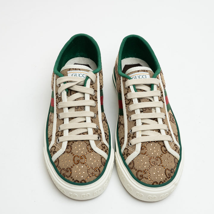 Gucci Monogram Crystal Embellished Sneakers Size 39