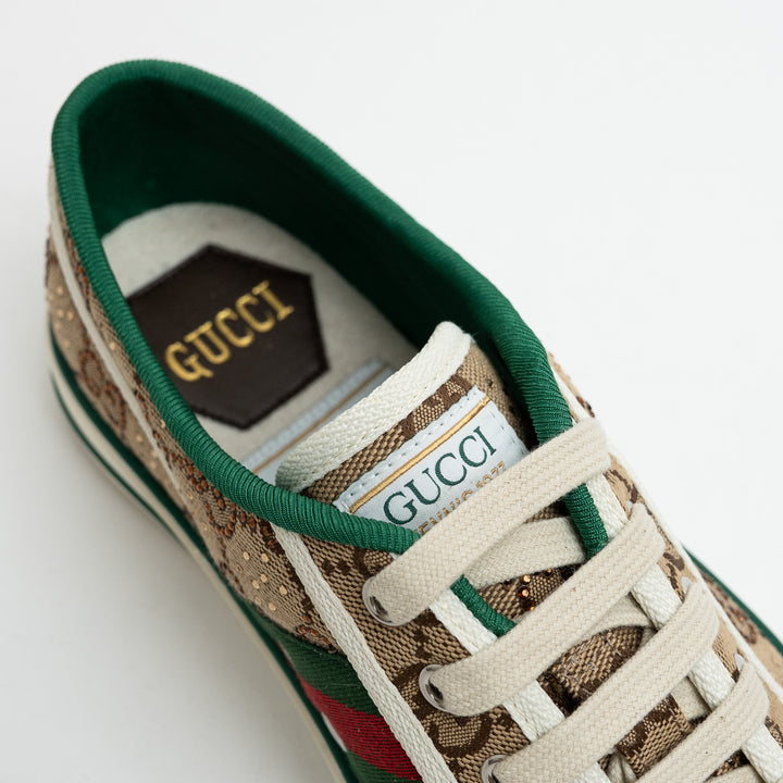 Gucci Monogram Crystal Embellished Sneakers Size 39