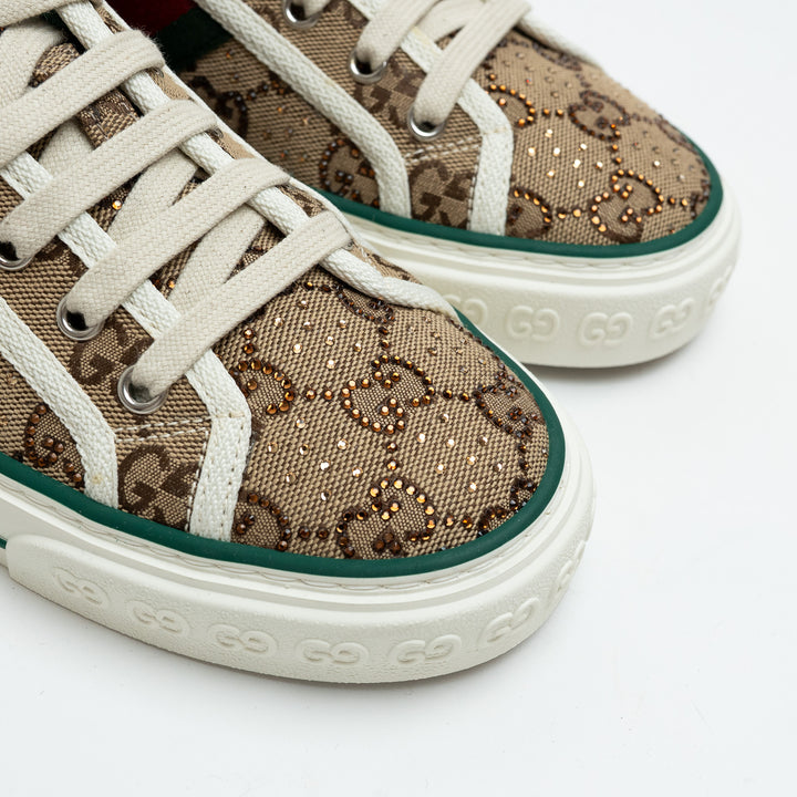 Gucci Monogram Crystal Embellished Sneakers Size 39