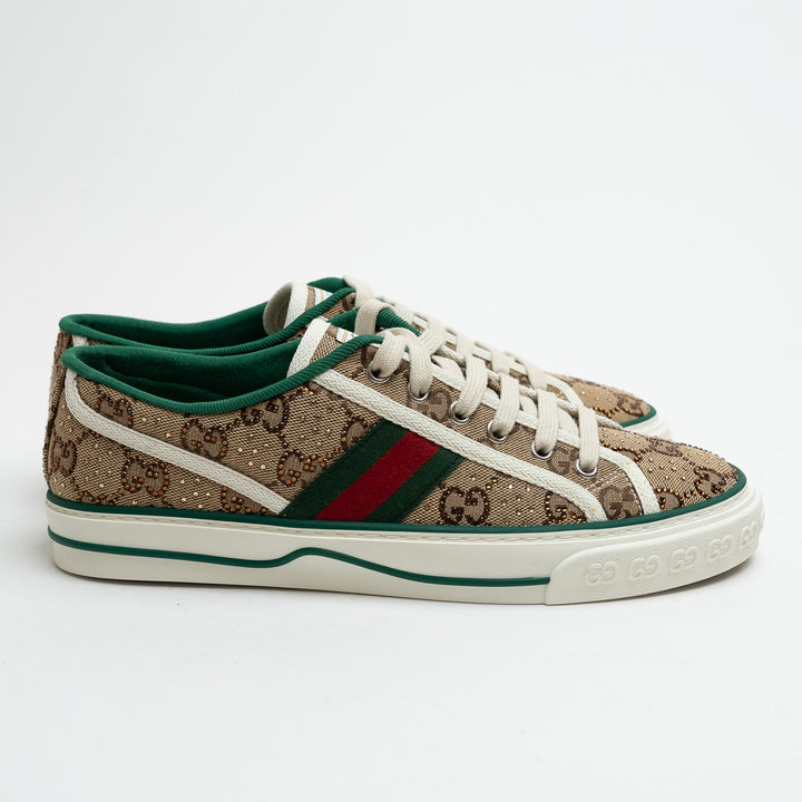 Gucci Monogram Crystal Embellished Sneakers Size 39
