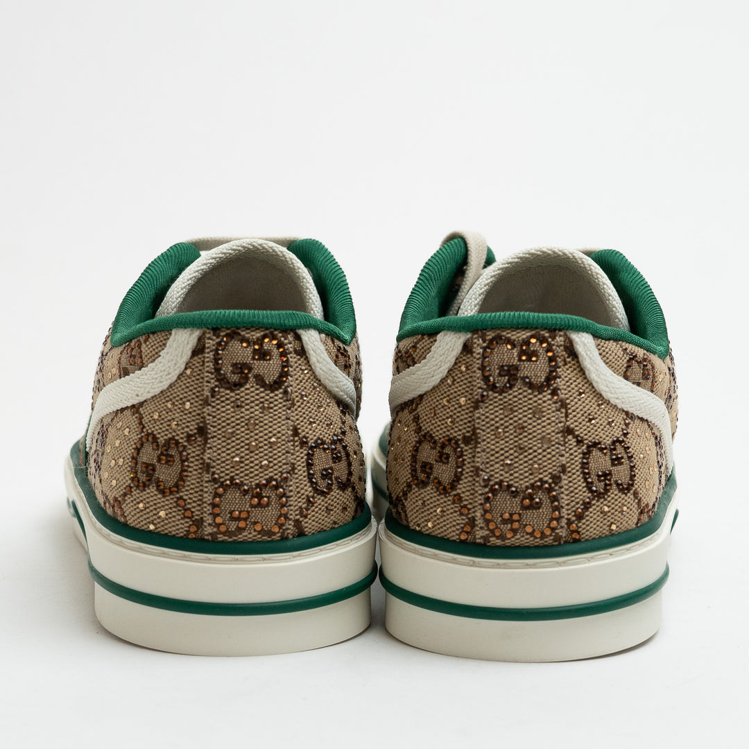 Gucci Monogram Crystal Embellished Sneakers Size 39