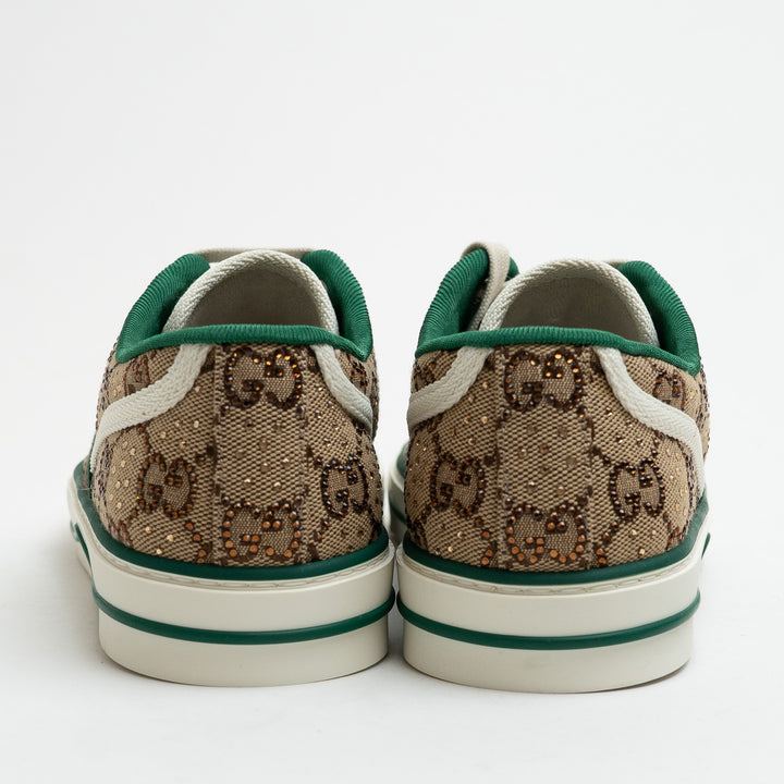 Gucci Monogram Crystal Embellished Sneakers Size 39