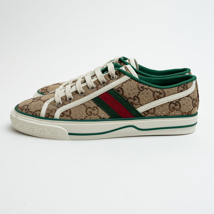 Gucci Monogram Crystal Embellished Sneakers Size 39