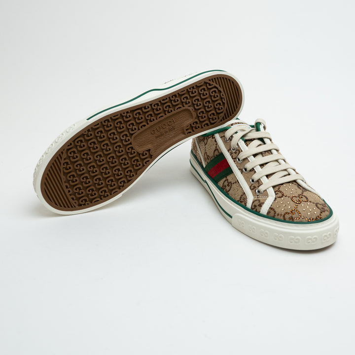 Gucci Monogram Crystal Embellished Sneakers Size 39