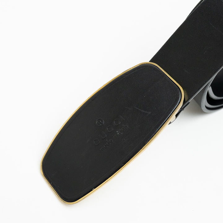 Gucci Black Calf Leather Buckle Belt Size 95
