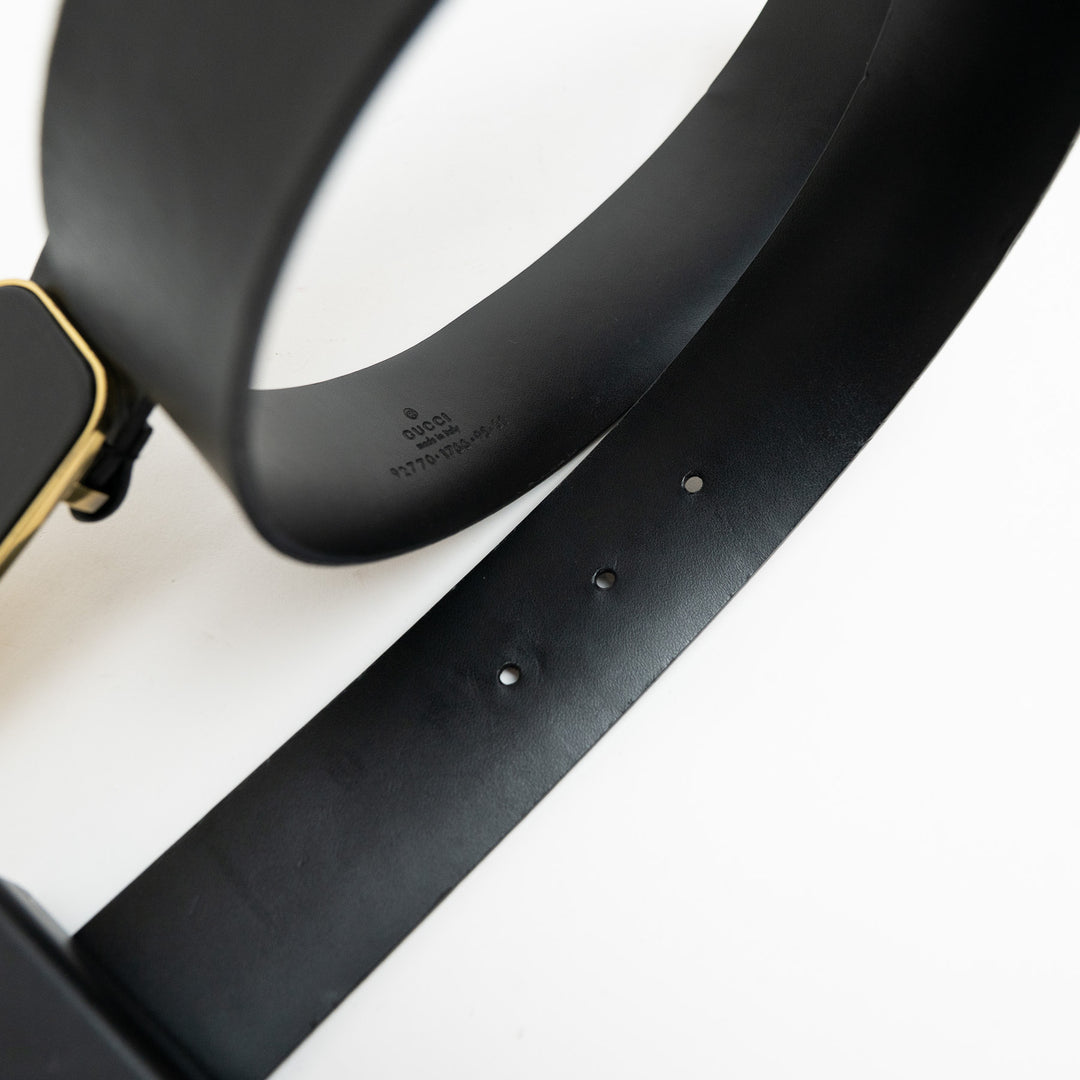 Gucci Black Calf Leather Buckle Belt Size 95