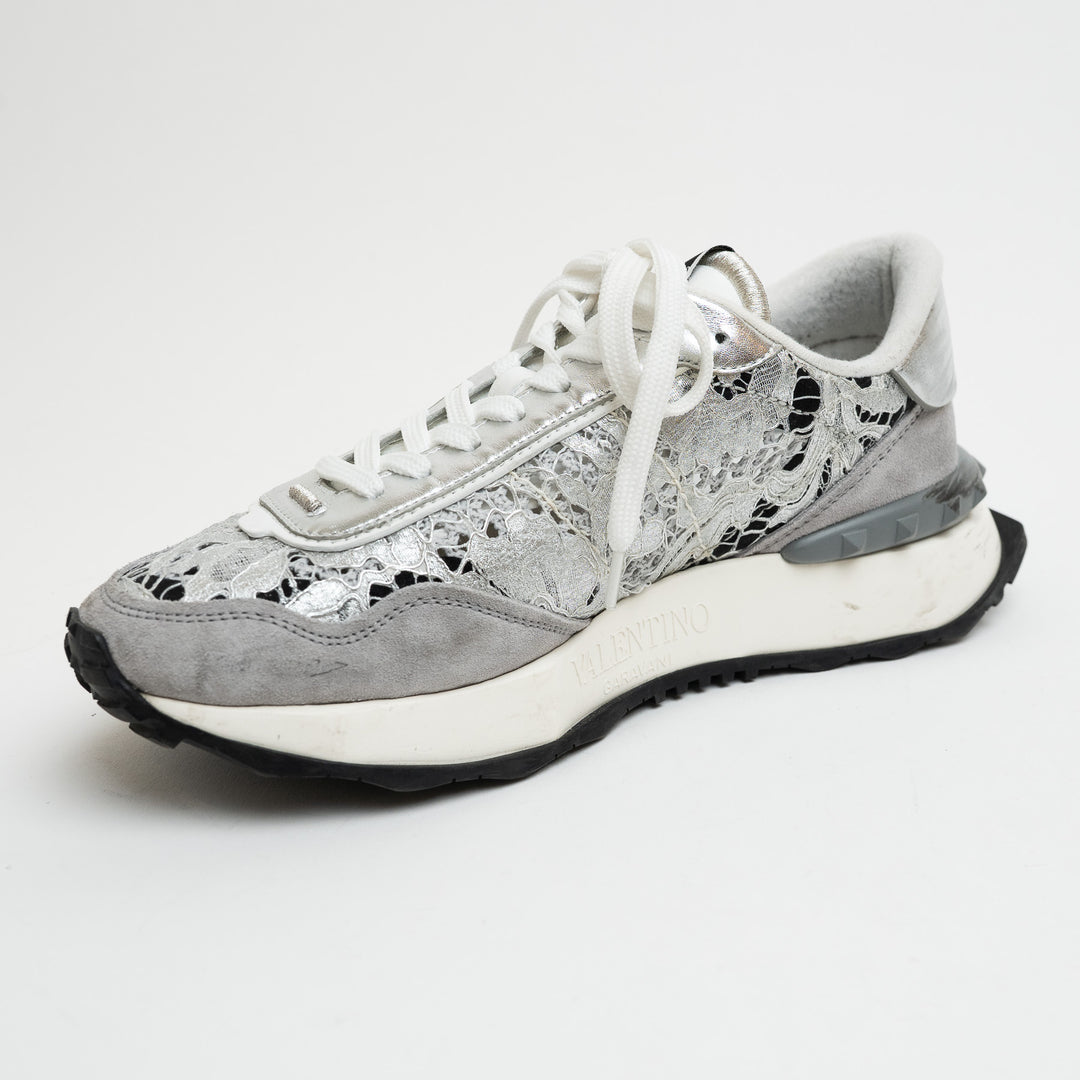 Valentino Lacerunner Silver Sneakers Size 39.5