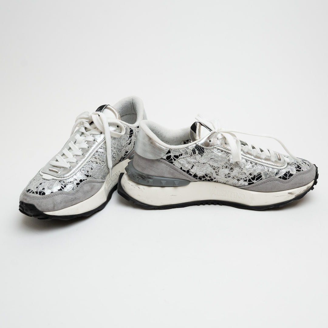 Valentino Lacerunner Silver Sneakers Size 39.5