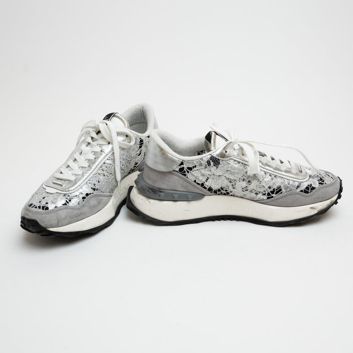 Valentino Lacerunner Silver Sneakers Size 39.5