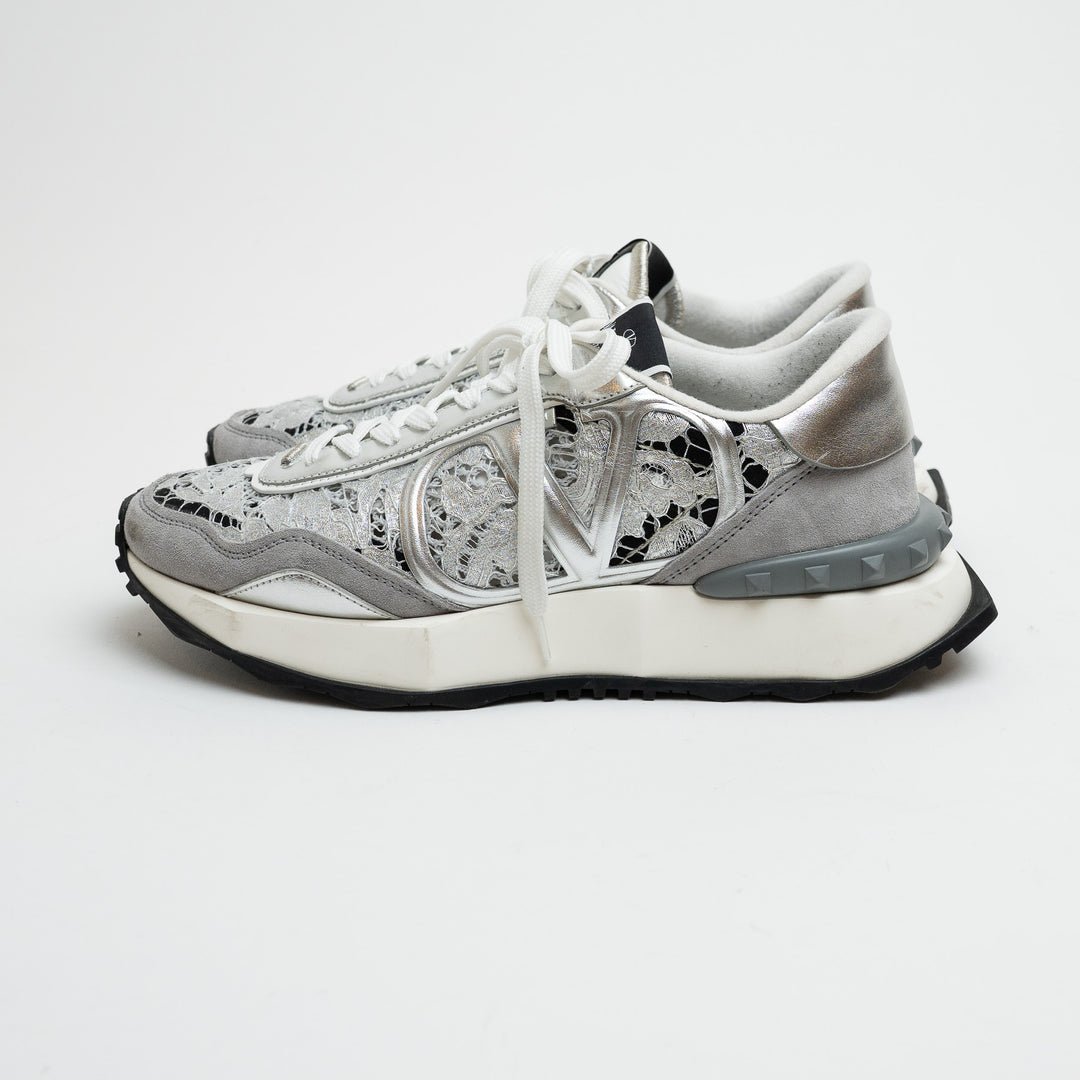 Valentino Lacerunner Silver Sneakers Size 39.5