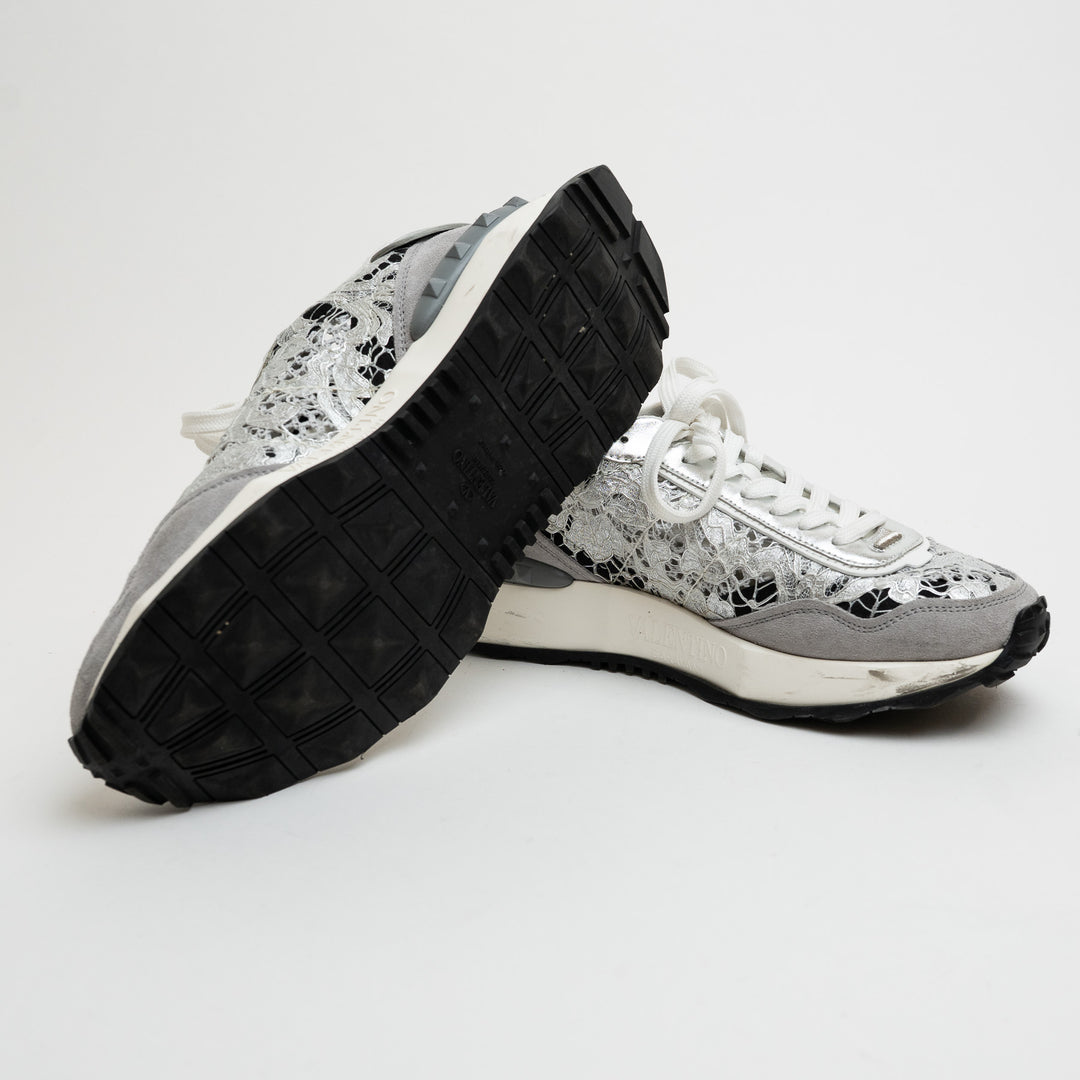 Valentino Lacerunner Silver Sneakers Size 39.5