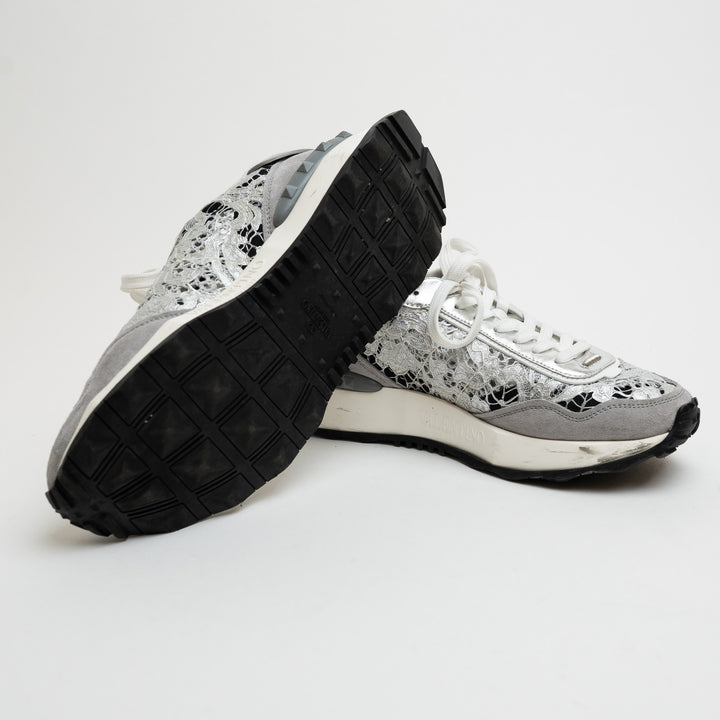 Valentino Lacerunner Silver Sneakers Size 39.5