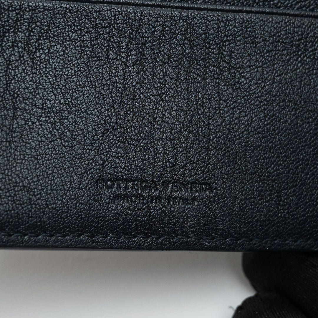 Bottega Veneta Blue & Black Intrecciato Leather Bifold Wallet