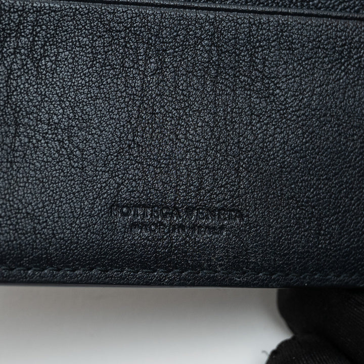 Bottega Veneta Blue & Black Intrecciato Leather Bifold Wallet