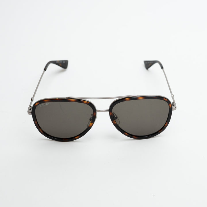 Gucci Tortoise Shell Sunglasses with Silver Details and Bee Motif