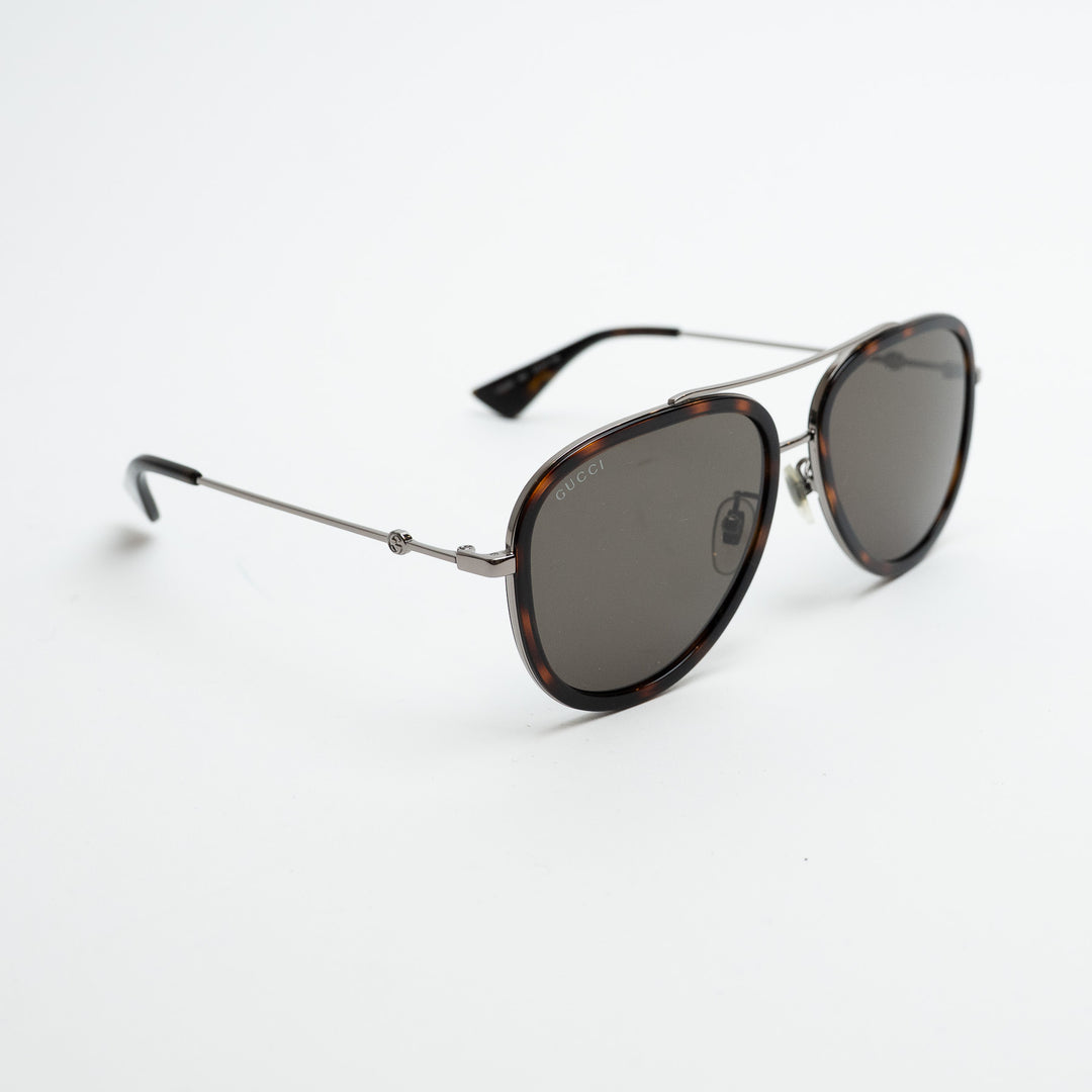 Gucci Tortoise Shell Sunglasses with Silver Details and Bee Motif