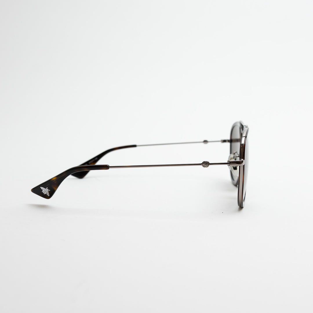 Gucci Tortoise Shell Sunglasses with Silver Details and Bee Motif