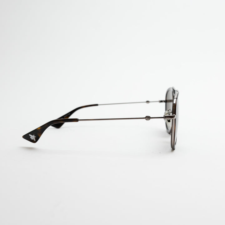Gucci Tortoise Shell Sunglasses with Silver Details and Bee Motif