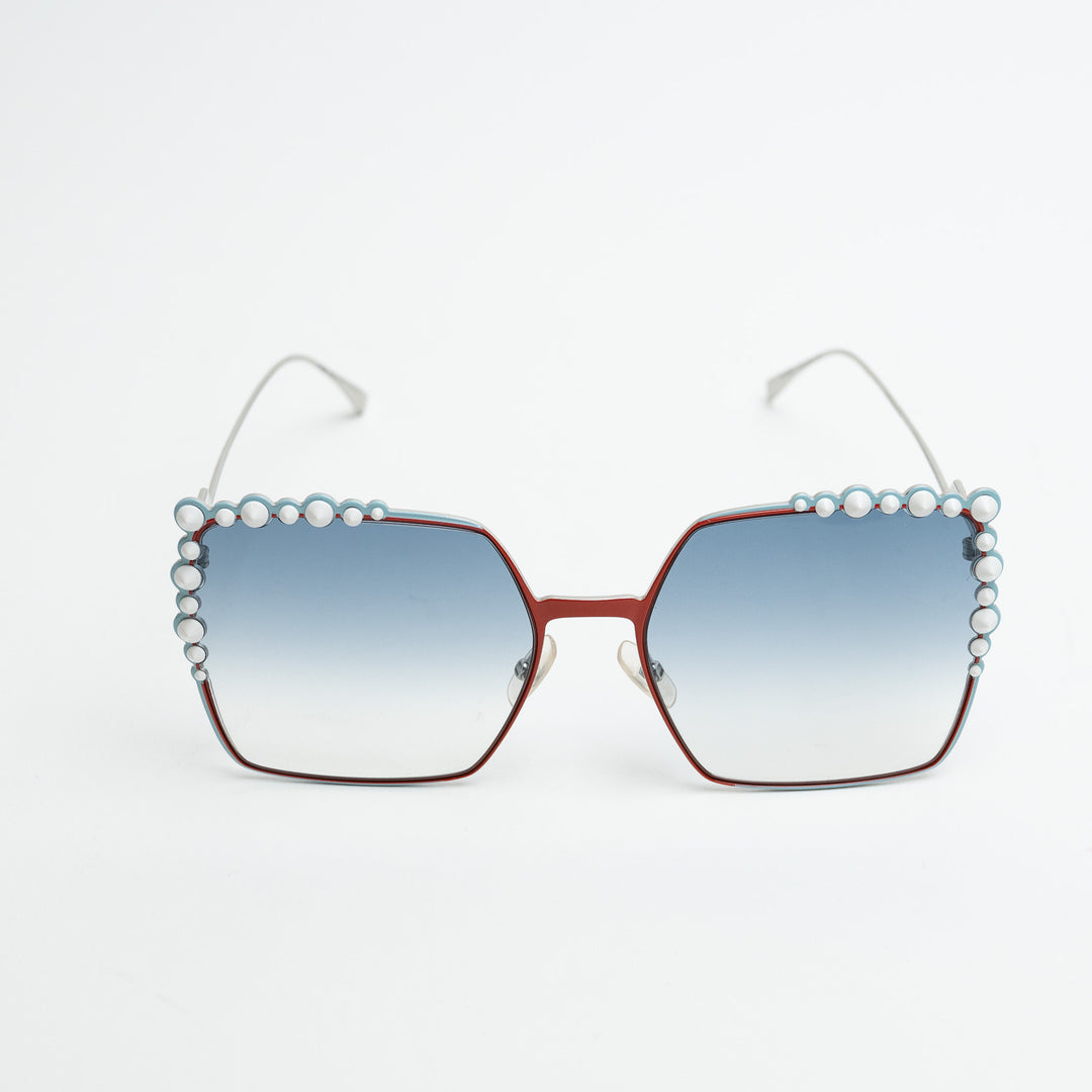 Fendi Square Frame Oversized Sunglasses with Studs