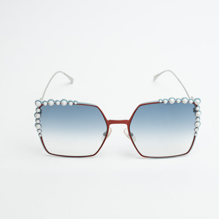 Fendi Square Frame Oversized Sunglasses with Studs