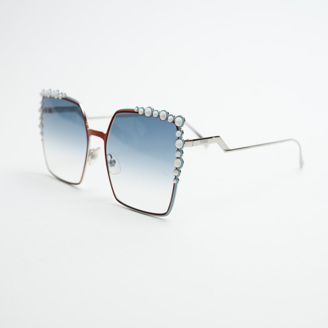 Fendi Square Frame Oversized Sunglasses with Studs