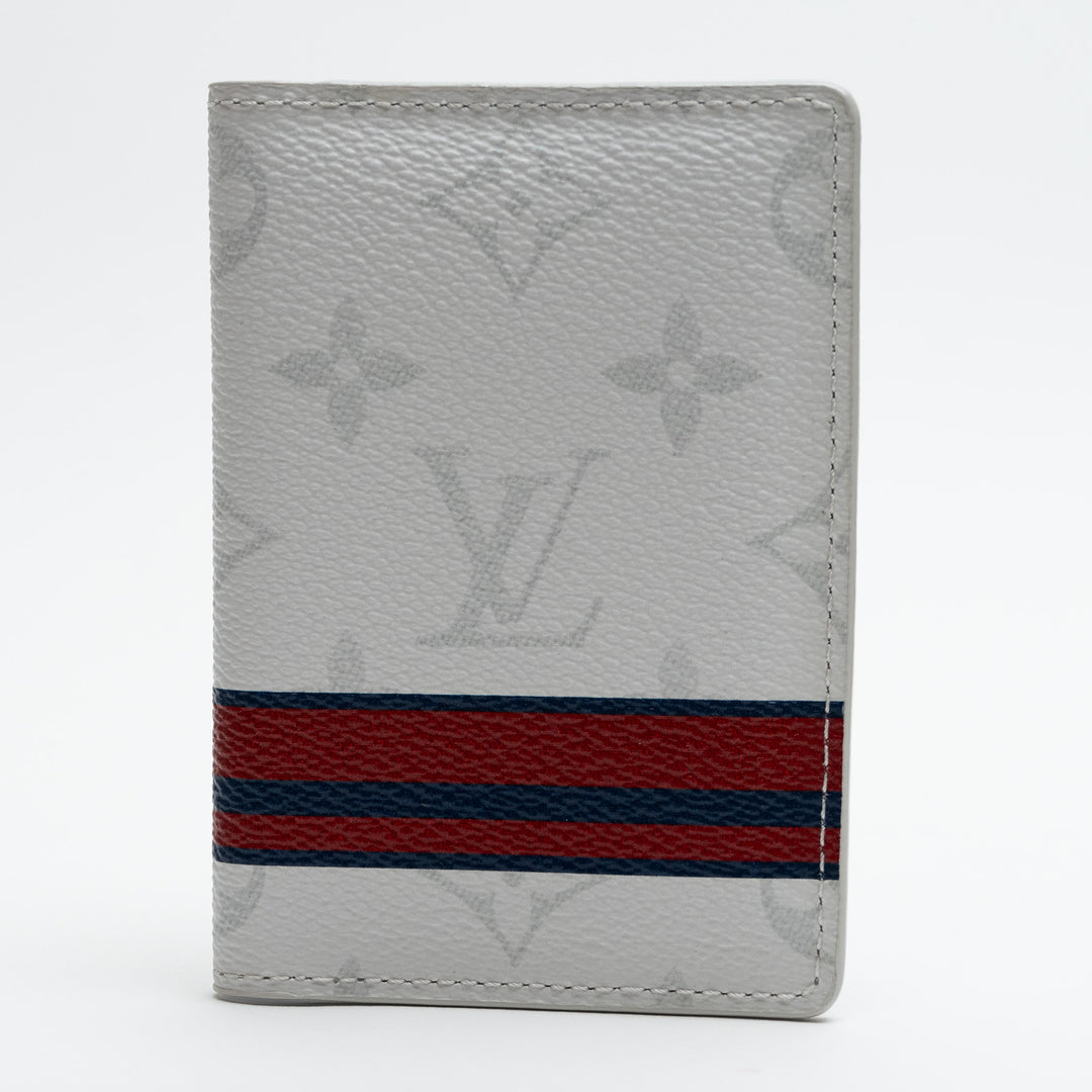 Louis Vuitton White Monogram Canvas Pocket Organizer with Blue and Red Stripe