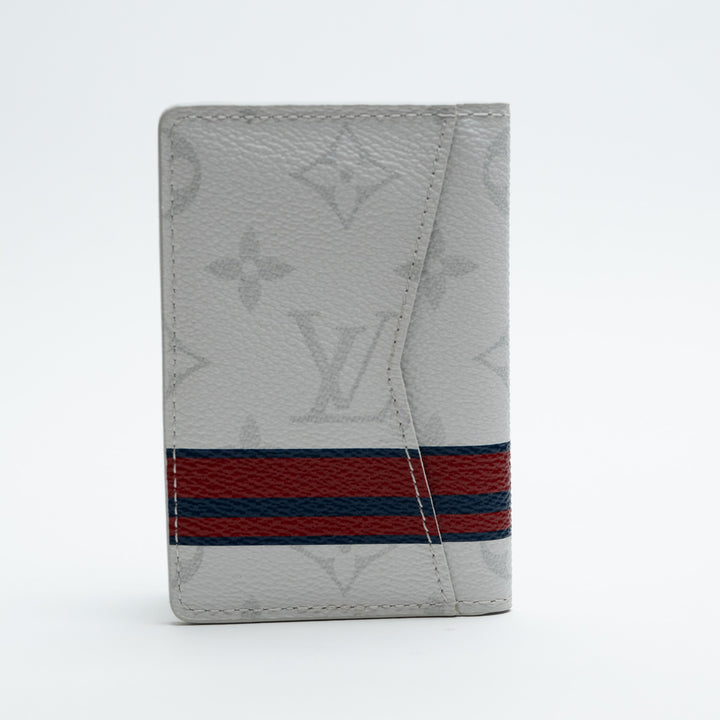 Louis Vuitton White Monogram Canvas Pocket Organizer with Blue and Red Stripe