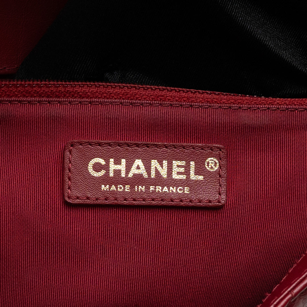 Pre-Loved Chanel™ Red Calfskin Chevron Top Handle Flap Bag