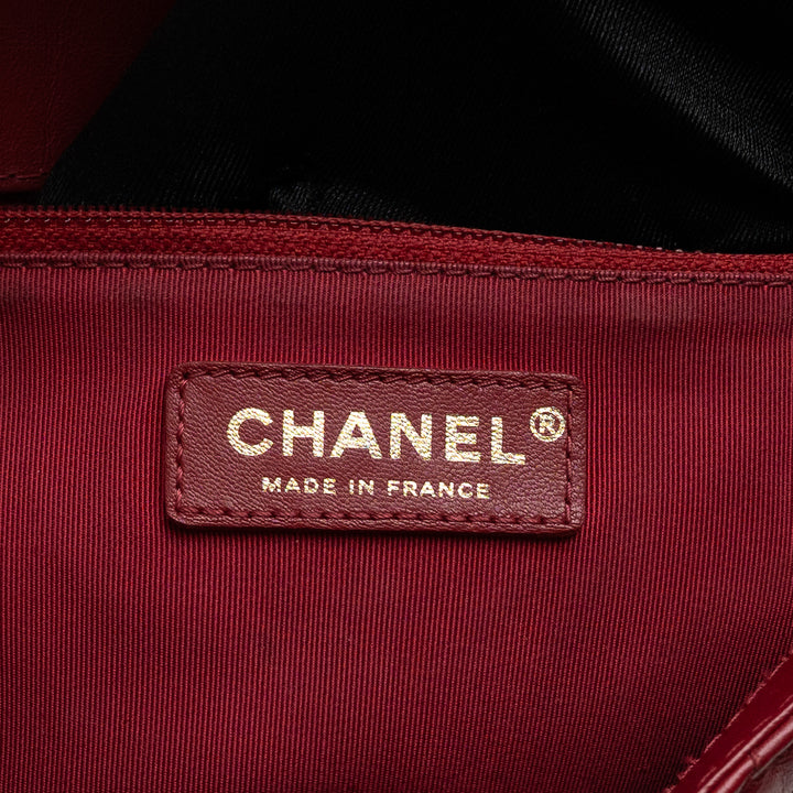 Pre-Loved Chanel™ Red Calfskin Chevron Top Handle Flap Bag