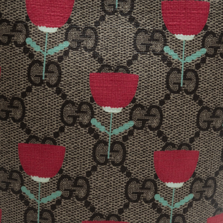 Gucci Monogram and Pink Junior Flower Printed GG Bucket Bag