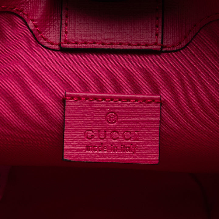 Gucci Monogram and Pink Junior Flower Printed GG Bucket Bag