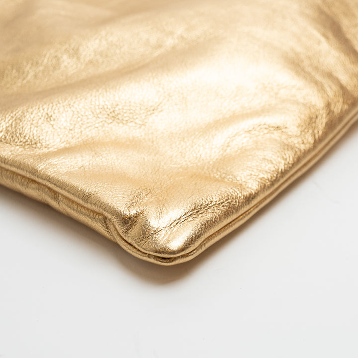 Fendi Sacchetto Crossbody Tote in Metallic Gold Leather