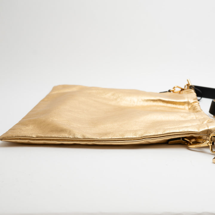 Fendi Sacchetto Crossbody Tote in Metallic Gold Leather