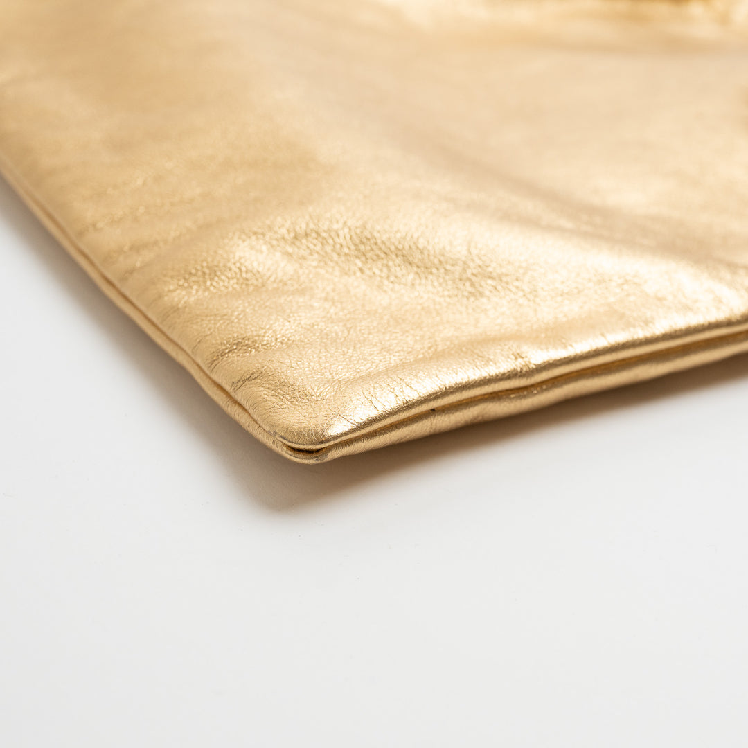 Fendi Sacchetto Crossbody Tote in Metallic Gold Leather