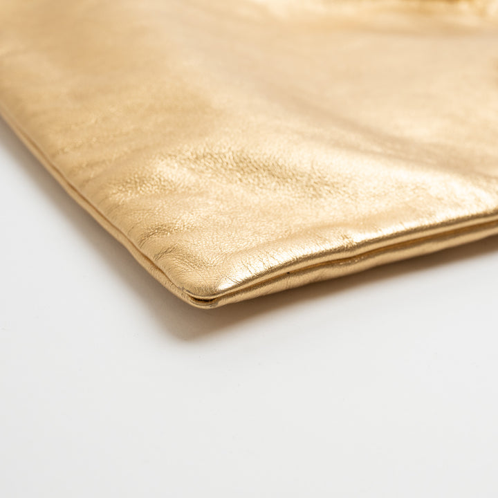 Fendi Sacchetto Crossbody Tote in Metallic Gold Leather