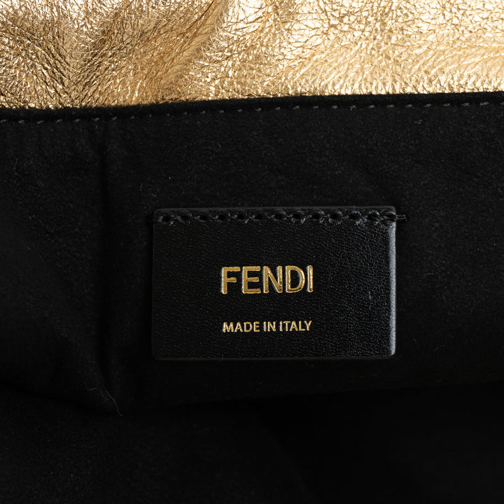 Fendi Sacchetto Crossbody Tote in Metallic Gold Leather