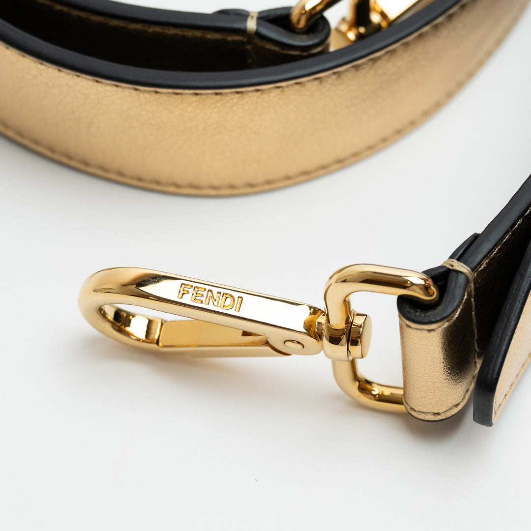 Fendi Sacchetto Crossbody Tote in Metallic Gold Leather