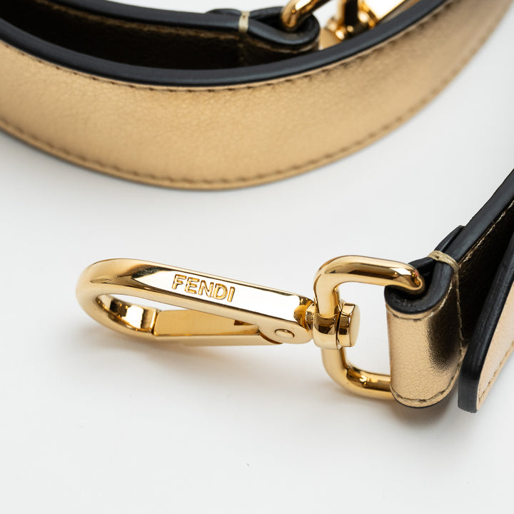 Fendi Sacchetto Crossbody Tote in Metallic Gold Leather