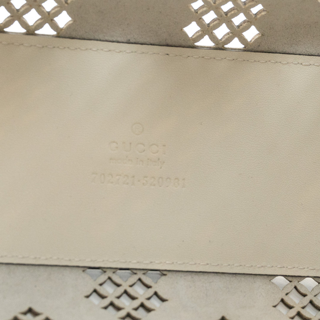 Gucci White GG Maxi Calfskin Small Diana Bamboo Top Handle Bag with Cutouts