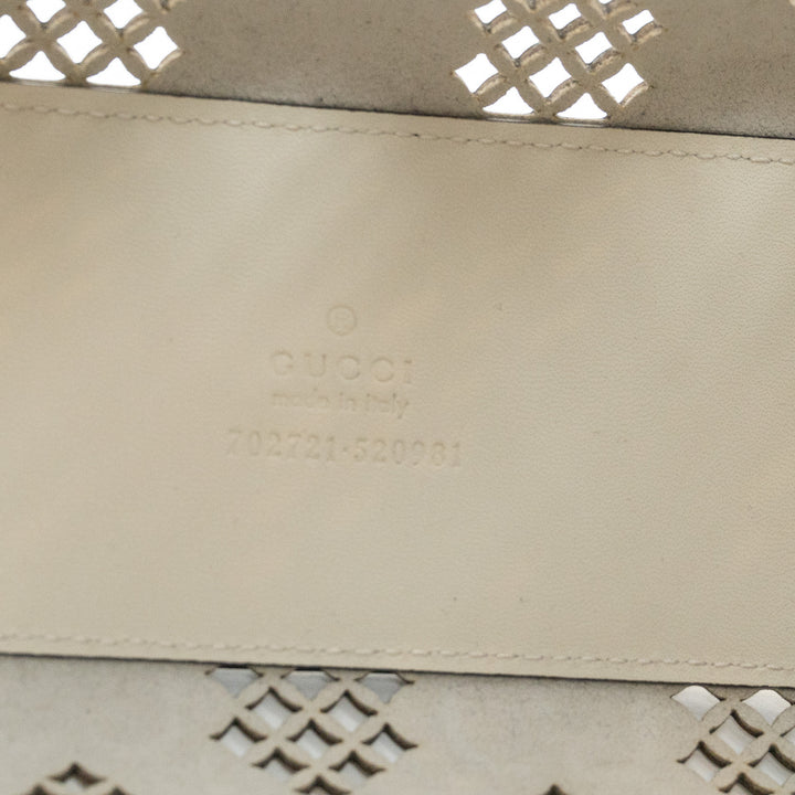 Gucci White GG Maxi Calfskin Small Diana Bamboo Top Handle Bag with Cutouts