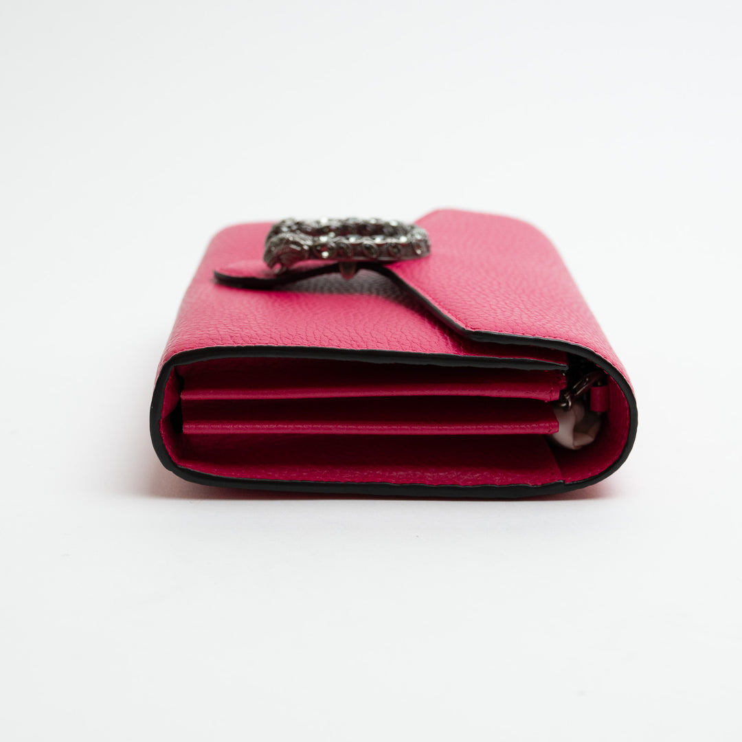 Gucci Hot Pink Calfskin Leather Dionysus Wallet On Chain