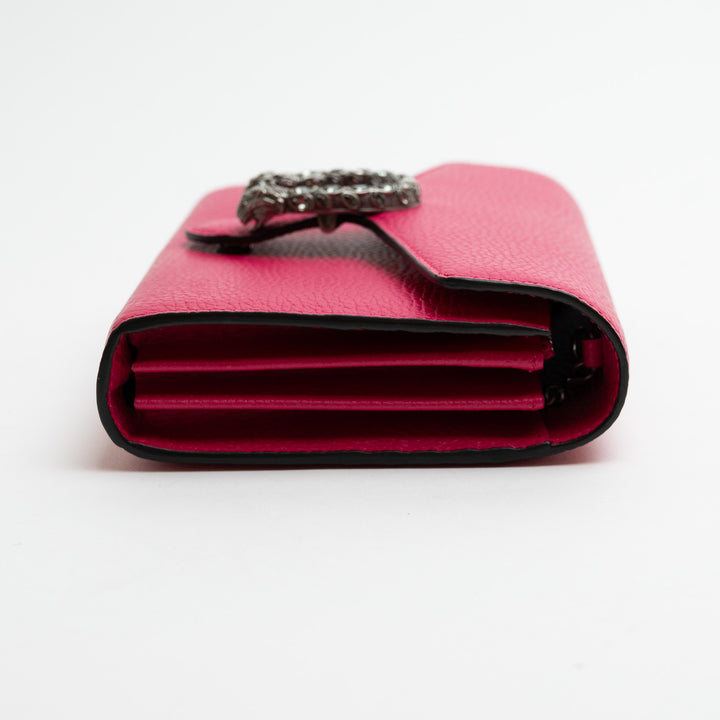 Gucci Hot Pink Calfskin Leather Dionysus Wallet On Chain