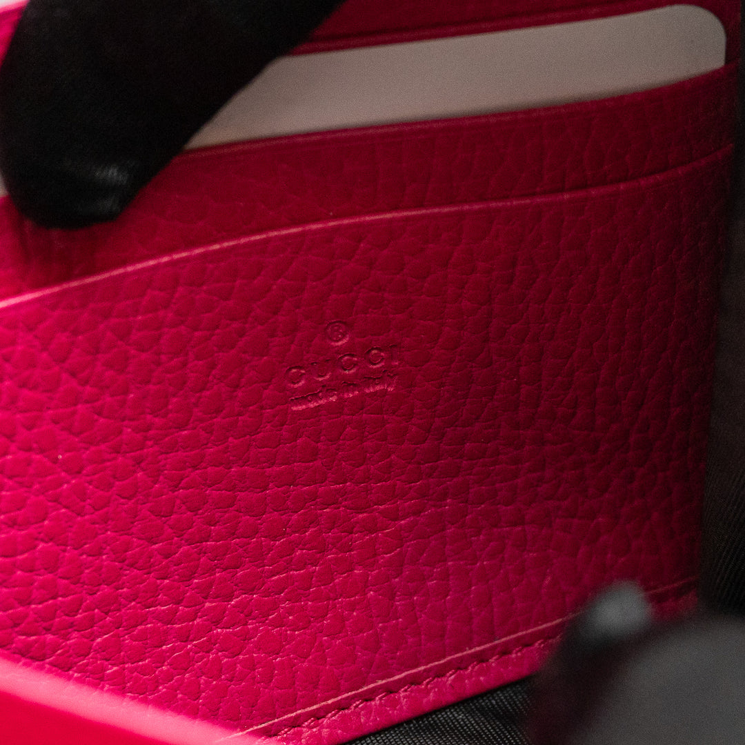 Gucci Hot Pink Calfskin Leather Dionysus Wallet On Chain