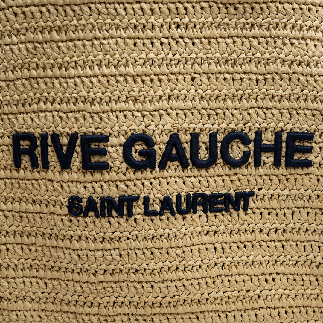 Saint Laurent Rive Gauche Beige Raffia Tote Bag